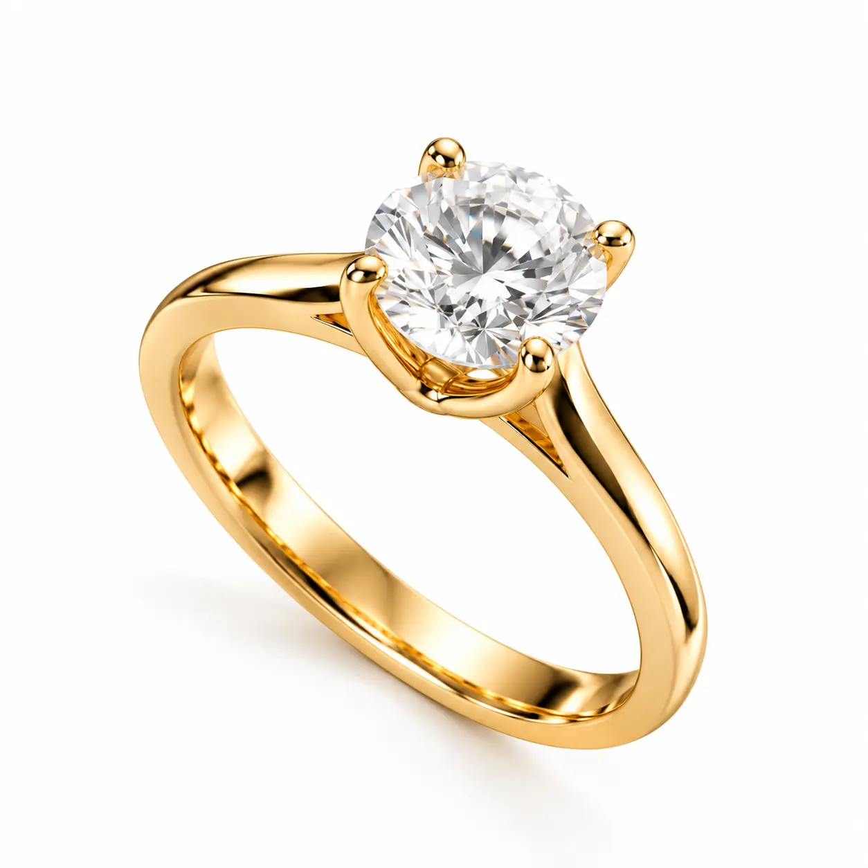 LIGHTGREEN Four-Prong Solitaire in yellow gold