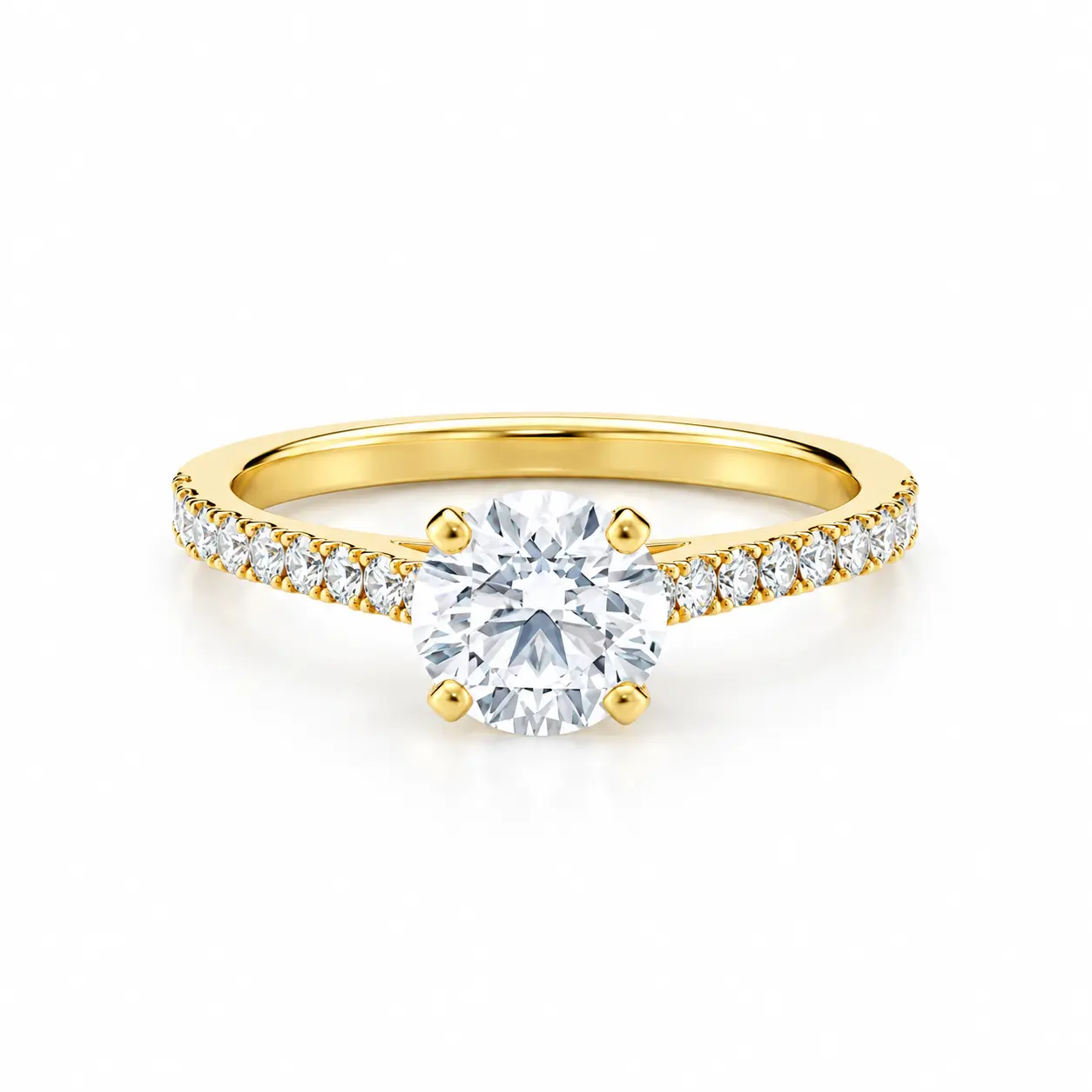 LIGHTGREEN Pavé Solitaire in yellow gold