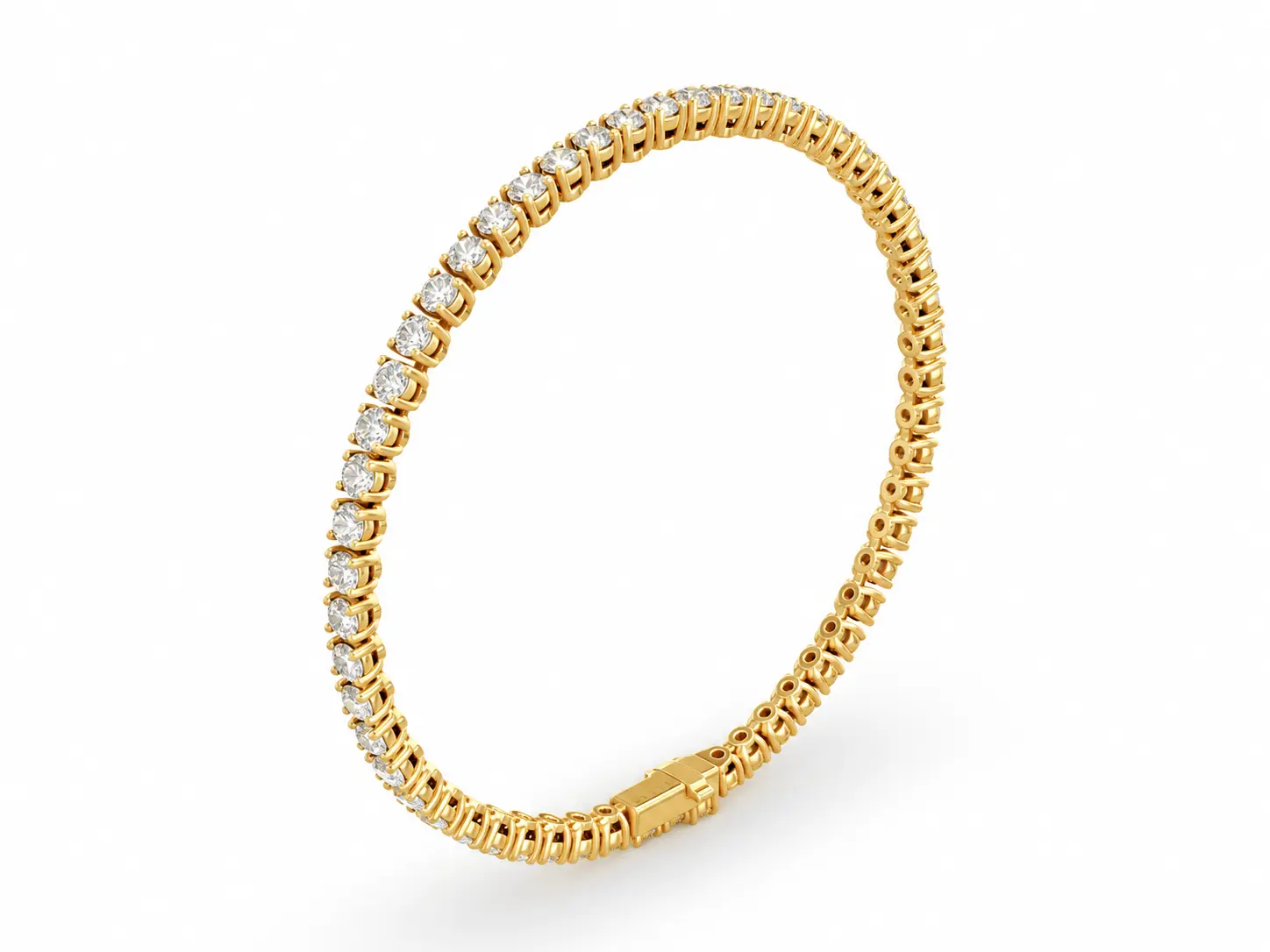 Yellow gold diamond tennis bracelet, product view